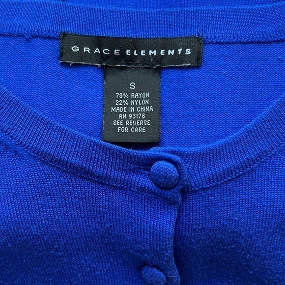 GRACE ELEMENTS Cobalt Cardigan Preppy Button Down Sweater, Size S - Picture 4 of 8